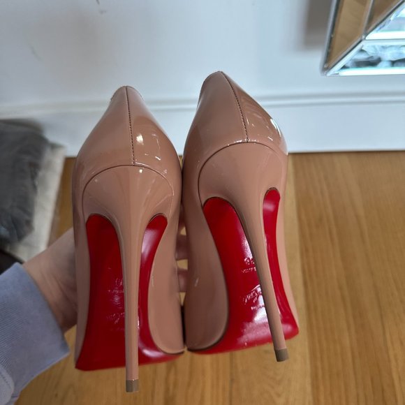 Christian Louboutin Pigalle Pumps Patent Leather Stiletto Heels Sz 38 in Nude - Picture 9 of 15